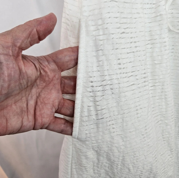 Pappagallo Women Natural White Seersucker Summer Dress Sz 10 Pockets - Picture 4 of 14